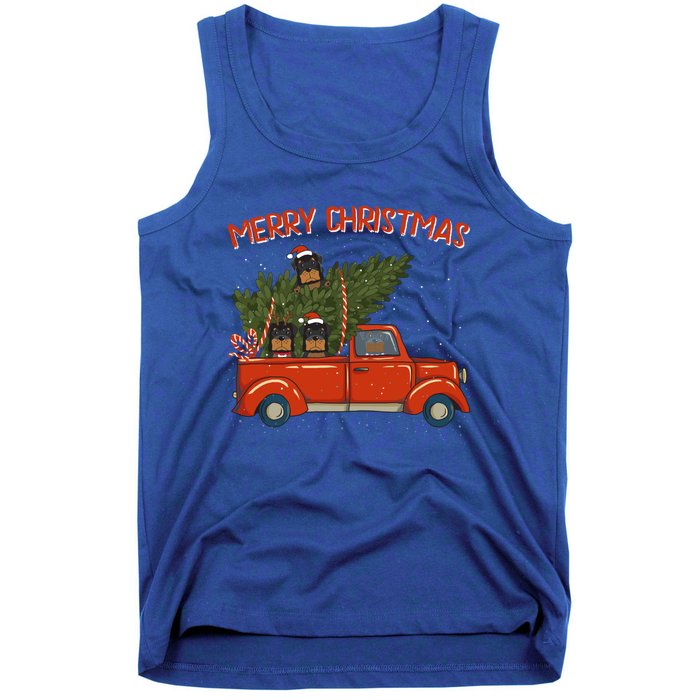 Rottweiler Xmas Vintage Red Pickup Retro Truck Meaningful Gift Tank Top