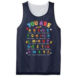 Retro You Are Abc Alphabet Teacher First Day Of School Mesh Reversible Basketball Jersey Tank