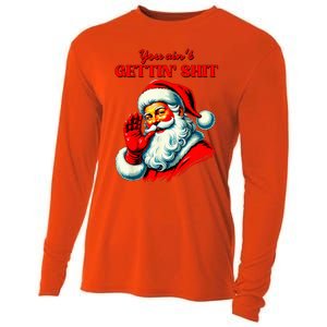 Retro You AinT Getting Shit Funny Santa Cooling Performance Long Sleeve Crew