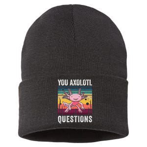 Retro You Axolotl Questions Funny Axolotls Amphibian Lover  Sustainable Knit Beanie