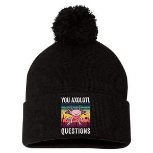 Retro You Axolotl Questions Funny Axolotls Amphibian Lover  Pom Pom 12in Knit Beanie