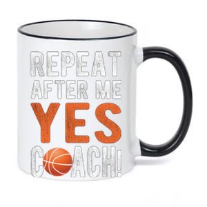 Repeat Yes Basketball Coach Basketball Coaching Gift 11oz Black Color Changing Mug