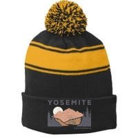 Retro Yosemite California Established 1890 National Park Stripe Pom Pom Beanie