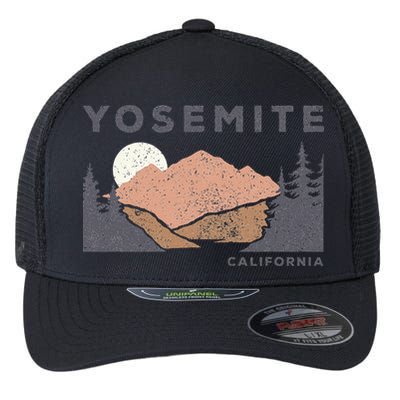 Retro Yosemite California Established 1890 National Park Flexfit Unipanel Trucker Cap