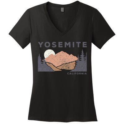 Retro Yosemite California Established 1890 National Park Women's V-Neck T-Shirt