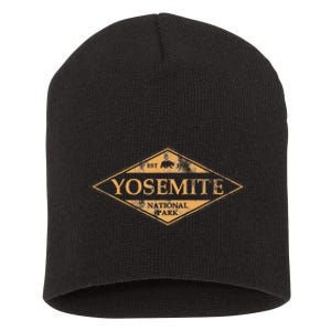 Retro Yosemite California Established 1890 National Park Short Acrylic Beanie