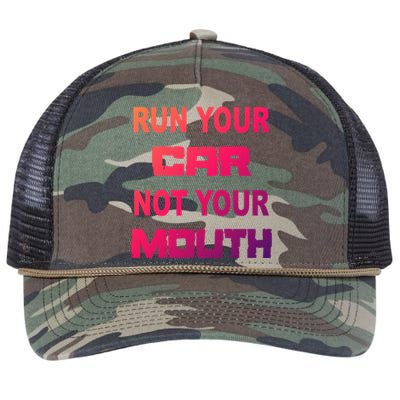 Run Your Car Not Your Mouth Gift Street Outlaws Racing Retro Rope Trucker Hat Cap