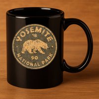Retro Yosemite California Established 1890 National Park 11oz C Handle Ceramic Mug