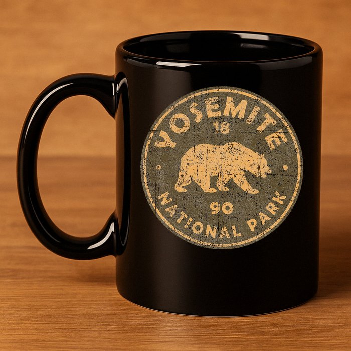 Retro Yosemite California Established 1890 National Park 11oz C Handle Ceramic Mug
