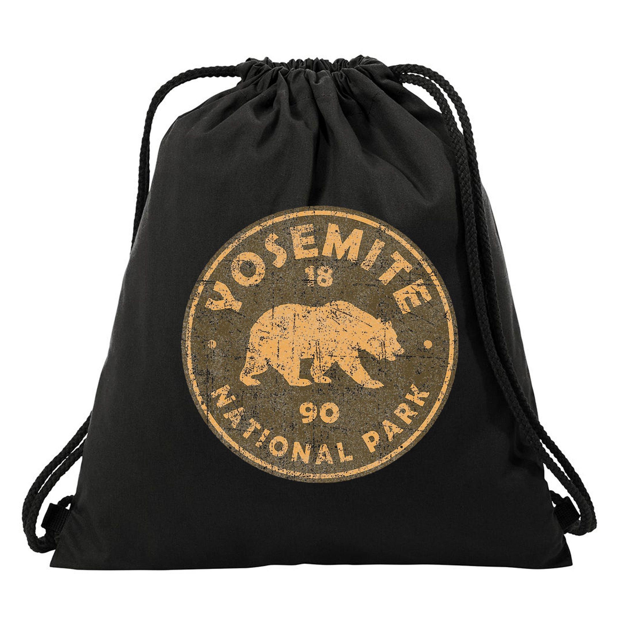 Retro Yosemite California Established 1890 National Park Drawstring Bag