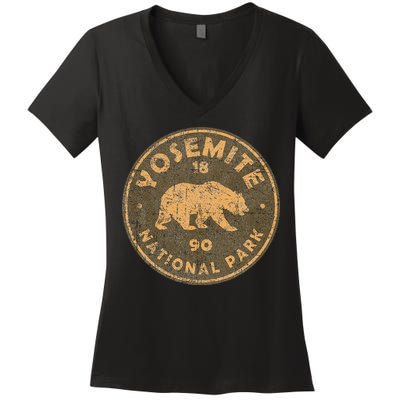 Retro Yosemite California Established 1890 National Park Women's V-Neck T-Shirt