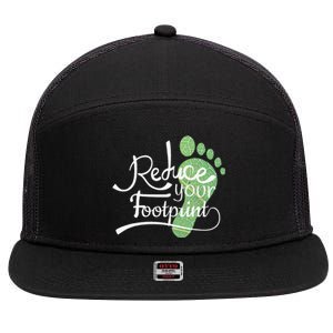 Reduce Your Carbon Footprint Earth Day Environmentalist 7 Panel Mesh Trucker Snapback Hat