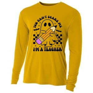 Retro You CanT Scare Me IM A Teacher Halloween Ghost Great Gift Cooling Performance Long Sleeve Crew