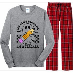 Retro You CanT Scare Me IM A Teacher Halloween Ghost Great Gift Long Sleeve Pajama Set