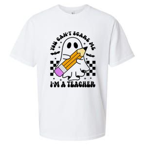 Retro You CanT Scare Me IM A Teacher Halloween Ghost Great Gift Sueded Cloud Jersey T-Shirt