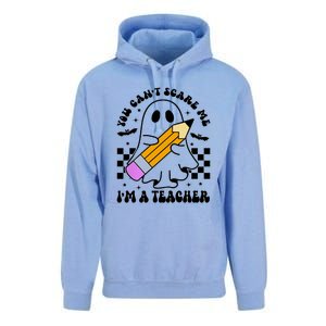 Retro You CanT Scare Me IM A Teacher Halloween Ghost Great Gift Unisex Surf Hoodie