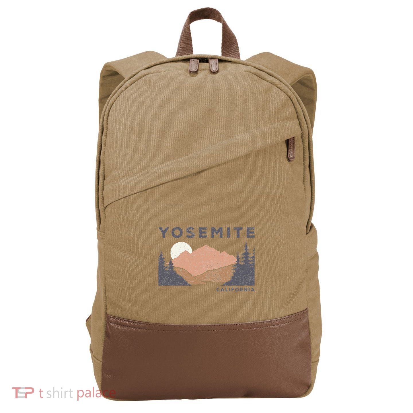 Retro Yosemite California Established 1890 National Park Cotton Canvas Backpack