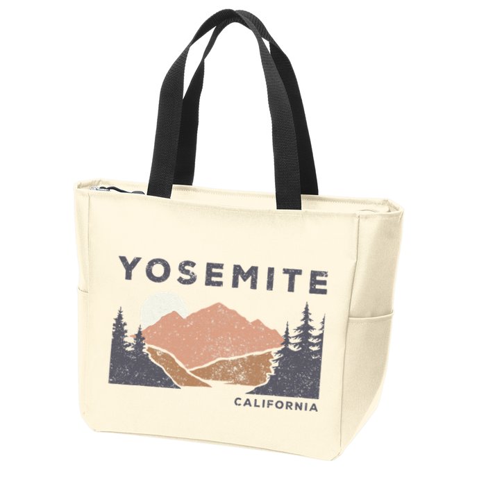 Retro Yosemite California Established 1890 National Park Zip Tote Bag