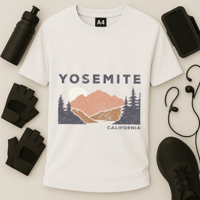 Retro Yosemite California Established 1890 National Park Cooling Performance Crew T-Shirt