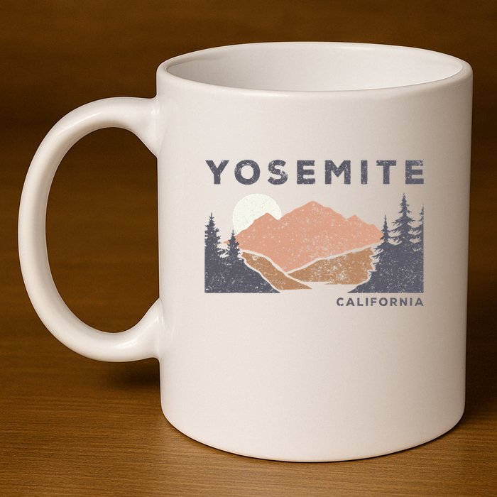 Retro Yosemite California Established 1890 National Park 11oz C Handle Ceramic Mug