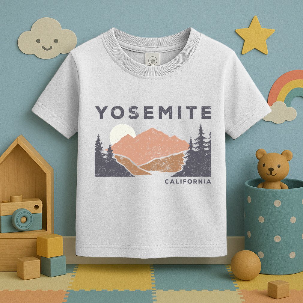 Retro Yosemite California Established 1890 National Park Toddler T-Shirt