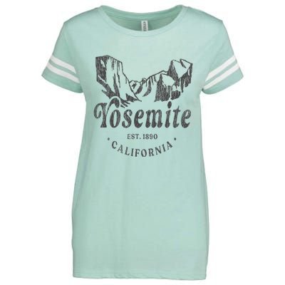 Retro Yosemite California National Park Mountains Enza Ladies Jersey Football T-Shirt