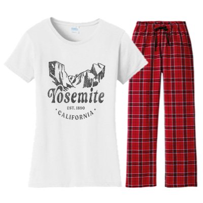 Retro Yosemite California National Park Mountains Women's Flannel Pajama Set