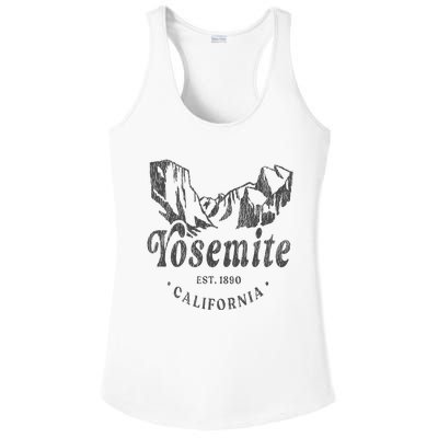 Retro Yosemite California National Park Mountains Ladies PosiCharge Competitor Racerback Tank