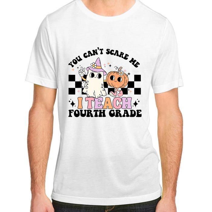 Retro You CanT Scare Me I Teach 4th Grade Teacher Halloween Adult ChromaSoft Performance T-Shirt