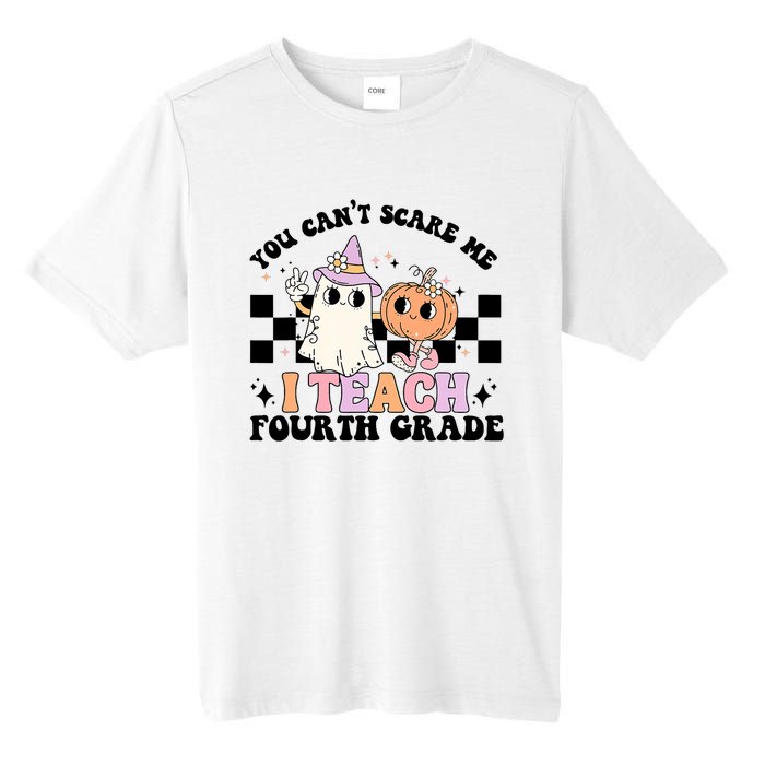 Retro You CanT Scare Me I Teach 4th Grade Teacher Halloween Tall Fusion ChromaSoft Performance T-Shirt