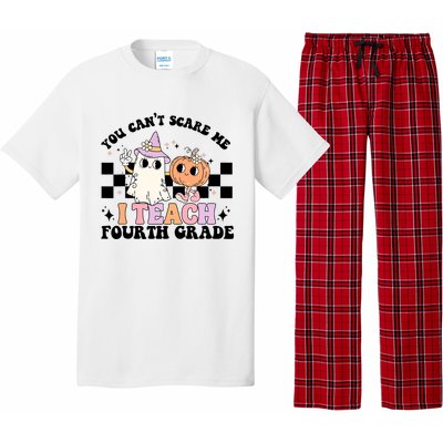 Retro You CanT Scare Me I Teach 4th Grade Teacher Halloween Pajama Set