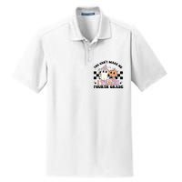 Retro You CanT Scare Me I Teach 4th Grade Teacher Halloween Dry Zone Grid Polo