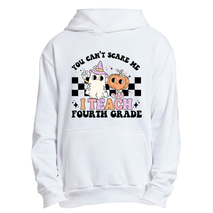 Retro You CanT Scare Me I Teach 4th Grade Teacher Halloween Urban Pullover Hoodie