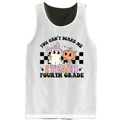 Retro You CanT Scare Me I Teach 4th Grade Teacher Halloween Mesh Reversible Basketball Jersey Tank