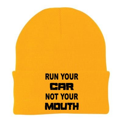 Run Your Car Not Your Mouth Gift Street Outlaws Racing Knit Cap Winter Beanie