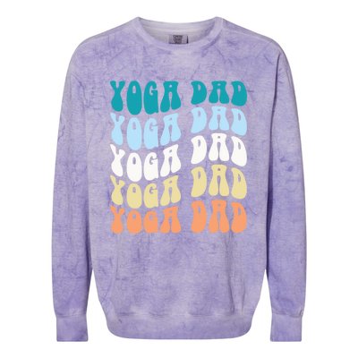 Retro Yoga Dad FatherS Day Retro Groovy Daddy Yoga Gift Colorblast Crewneck Sweatshirt