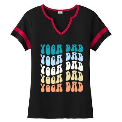 Retro Yoga Dad FatherS Day Retro Groovy Daddy Yoga Gift Ladies Halftime Notch Neck Tee