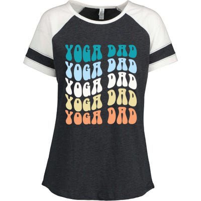 Retro Yoga Dad FatherS Day Retro Groovy Daddy Yoga Gift Enza Ladies Jersey Colorblock Tee