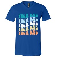 Retro Yoga Dad FatherS Day Retro Groovy Daddy Yoga Gift V-Neck T-Shirt