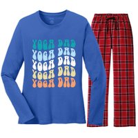 Retro Yoga Dad FatherS Day Retro Groovy Daddy Yoga Gift Women's Long Sleeve Flannel Pajama Set 