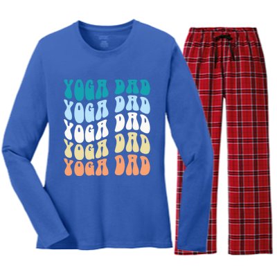 Retro Yoga Dad FatherS Day Retro Groovy Daddy Yoga Gift Women's Long Sleeve Flannel Pajama Set 