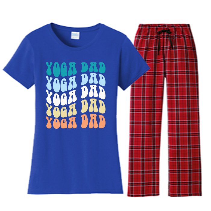 Retro Yoga Dad FatherS Day Retro Groovy Daddy Yoga Gift Women's Flannel Pajama Set