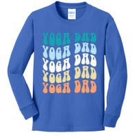 Retro Yoga Dad FatherS Day Retro Groovy Daddy Yoga Gift Kids Long Sleeve Shirt