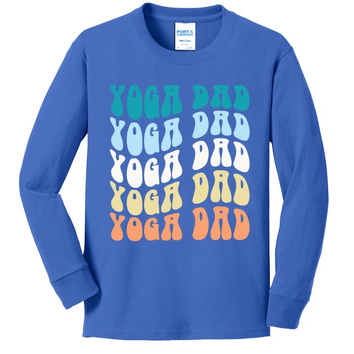 Retro Yoga Dad FatherS Day Retro Groovy Daddy Yoga Gift Kids Long Sleeve Shirt