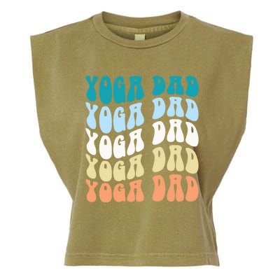 Retro Yoga Dad FatherS Day Retro Groovy Daddy Yoga Gift Garment-Dyed Women's Muscle Tee