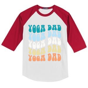 Retro Yoga Dad FatherS Day Retro Groovy Daddy Yoga Gift Kids Colorblock Raglan Jersey