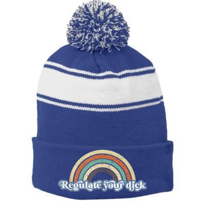 Regulate Your Dick Pro Choice Feminist Women's Rights Stripe Pom Pom Beanie