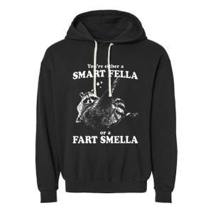 Raccoon YouRe Either A Smart Fella Or A Fart Smella Garment-Dyed Fleece Hoodie