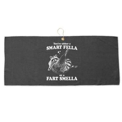 Raccoon YouRe Either A Smart Fella Or A Fart Smella Large Microfiber Waffle Golf Towel