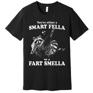 Raccoon YouRe Either A Smart Fella Or A Fart Smella Premium T-Shirt